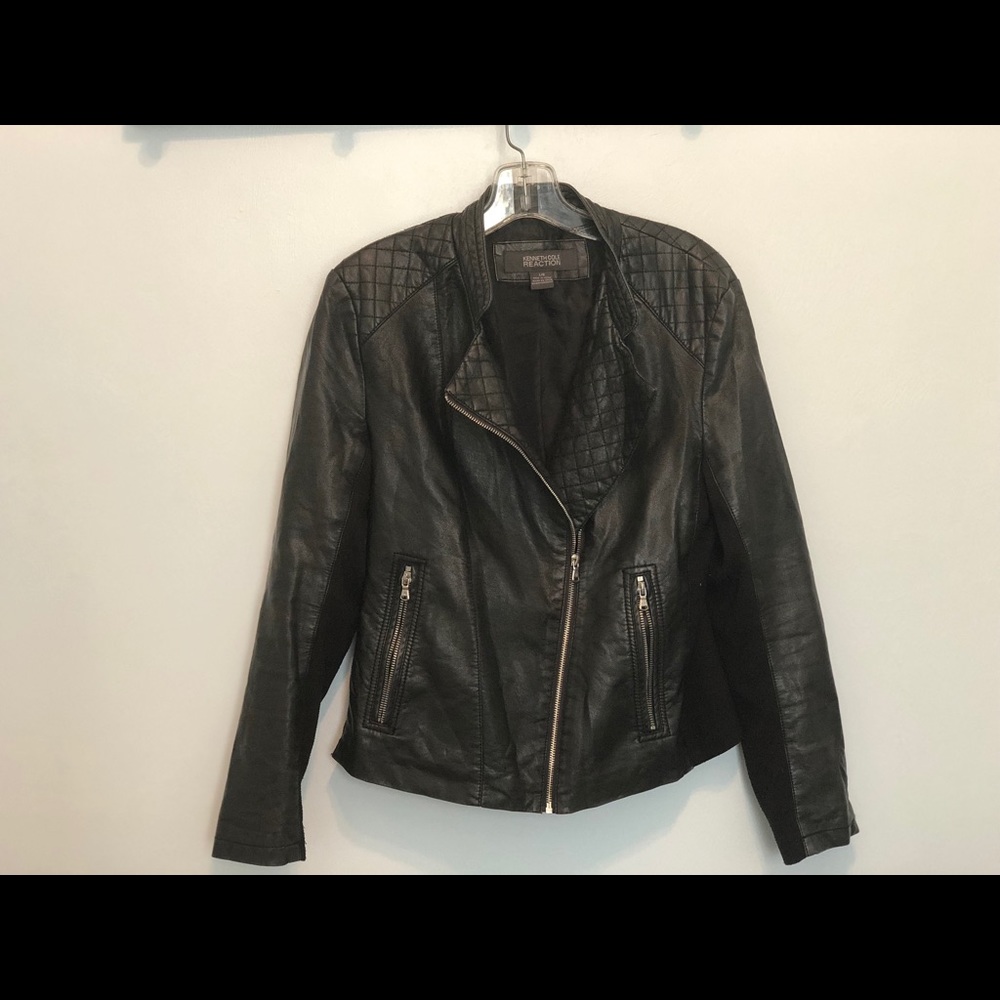 KENNETH COLE Black Leather Jacket-Large